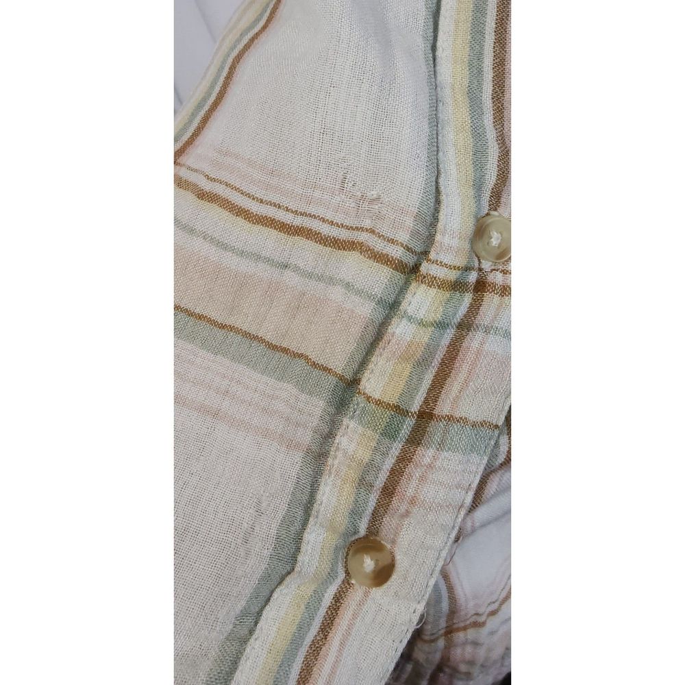 Free People Women's Cream Plaid Button-Up Size S - Picture 5 of 7